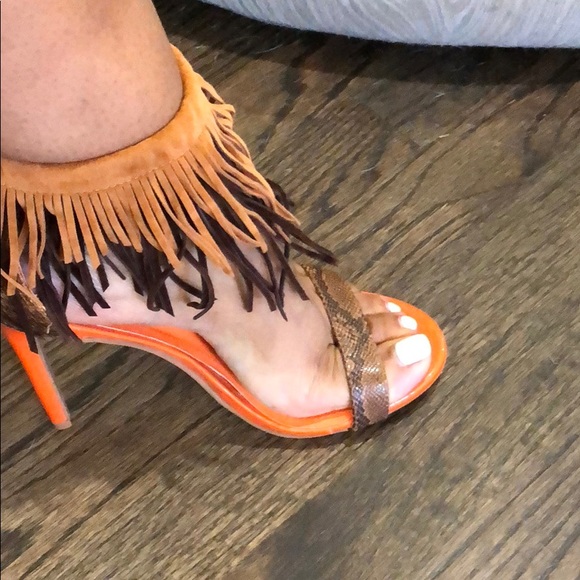 Shoe Republic LA Shoes - FRINGE HEEL SANDALS